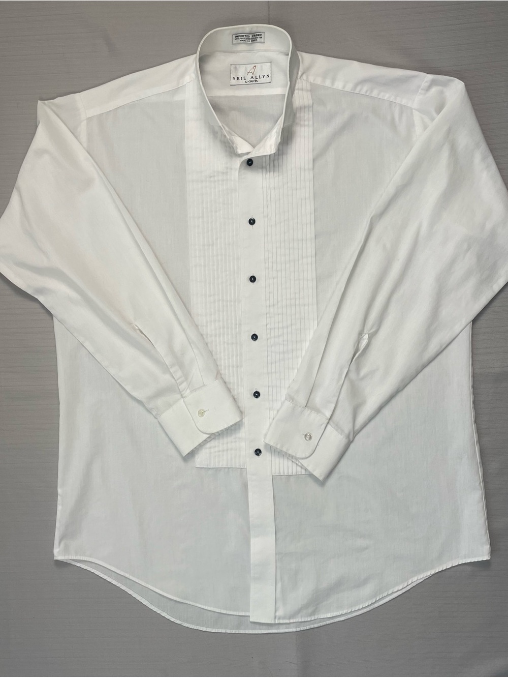Neil Allyn Pleated Front Tuxedo Dress Shirt Men's Size L 34/35